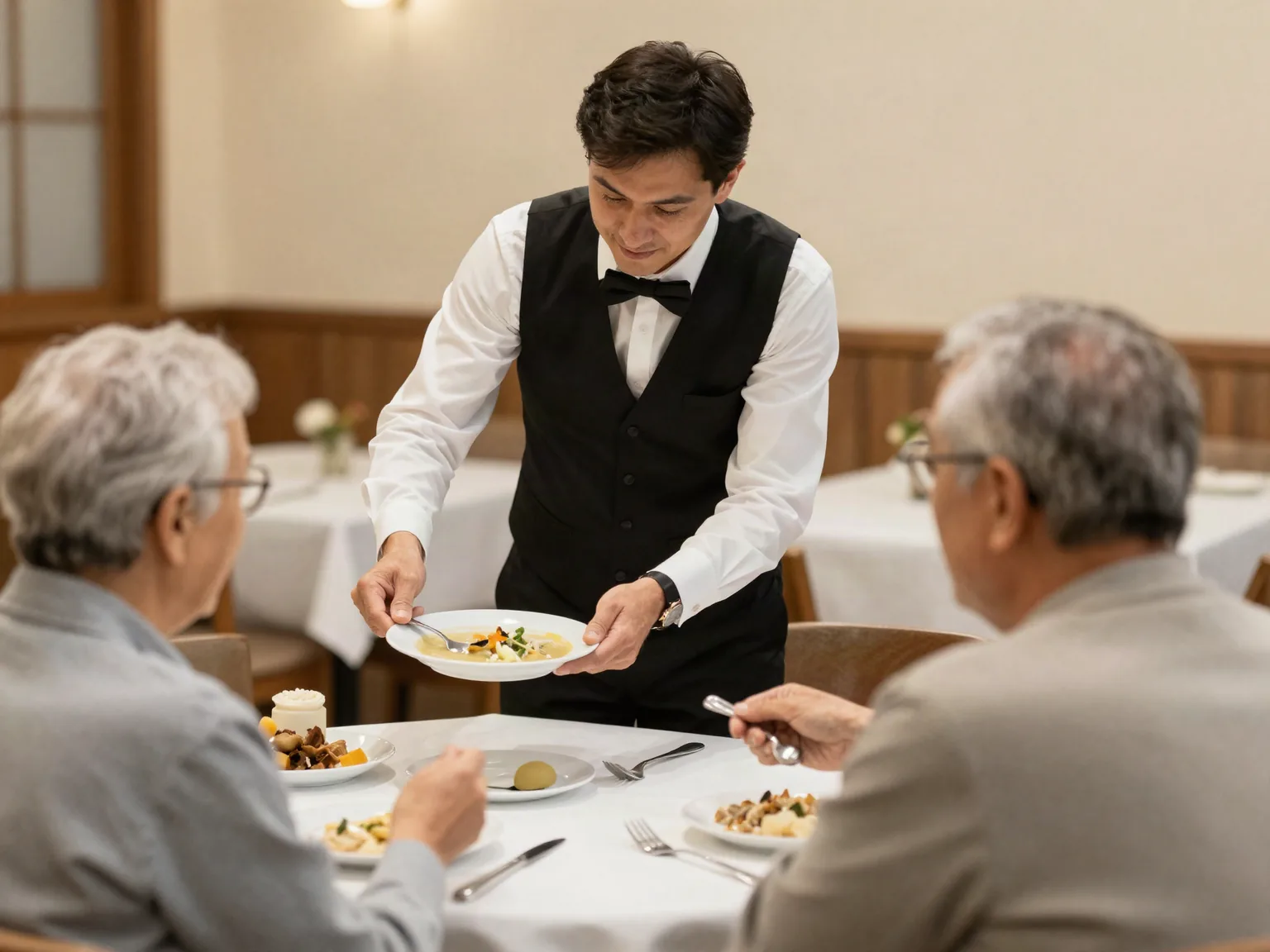 Seniorin isst einen frischen Salat in ihrem Apartment